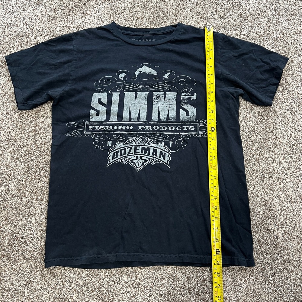 Simms Fishing Bozeman Montana Classic T-Shirt Mens M Black Logo Outdoor